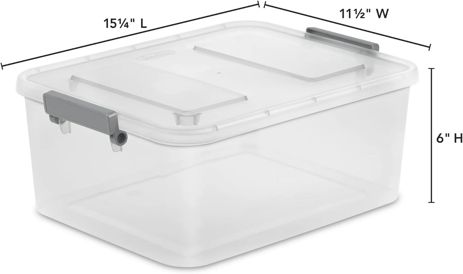 (3 Pack) 12.7 Quart Clear Plastic Modular Storage Containers with Write-On Label Latches - Gray Stackable Organizer Boxes for Home, Office, Closet, Garage & Pantry Organization