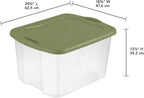 (2 pack) 70 Quart Heavy-Duty Plastic Storage Bin with Full-Grip Handles and Lids,Green Clear Stackable Storage Bins for Hoilday Decor|Garage Organization