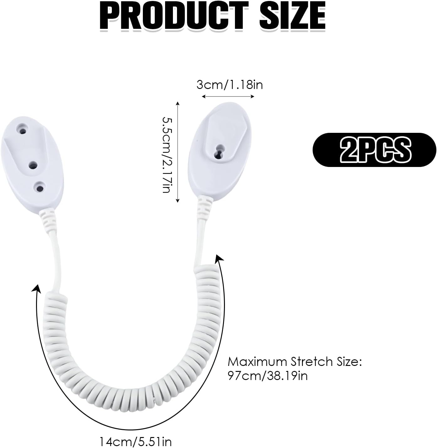 Magnetic Remote Leash Control Holder with Security Cable, Retractable Tidy Anti-lost Rope Organizer Easy Installation Stable Suitable for Projector TV Fan and Air Conditioner Remotes (2Pcs White, S)