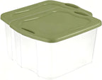 (2 pack) 70 Quart Heavy-Duty Plastic Storage Bin with Full-Grip Handles and Lids,Green Clear Stackable Storage Bins for Hoilday Decor|Garage Organization