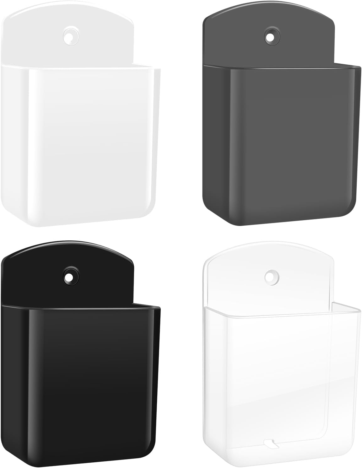4 PCS Remote Control Holders Wall Mount, Self Adhesive TV Air Conditioner Remote Control Holder, Wall Mount Storage Holder Organizer Wall Pen Holder for Home Office School (Black White Gray Clear)