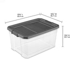 (2 Pack) 76 Quart Durable Clear Plastic Storage Bins, Storage Container with Latch Lid Dark Gray Suitable for Office,Hoilday Decor,Garage Organization.
