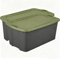 (2 Pack) 30 Gallon Plastic Storage Bin – Full-Grip Handles, Easy-Carry Stackable Heavy Duty Organizer for Home, Garage, Closet & Dorm (Gray & Green)