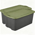 (2 Pack) 30 Gallon Plastic Storage Bin – Full-Grip Handles, Easy-Carry Stackable Heavy Duty Organizer for Home, Garage, Closet & Dorm (Gray & Green)