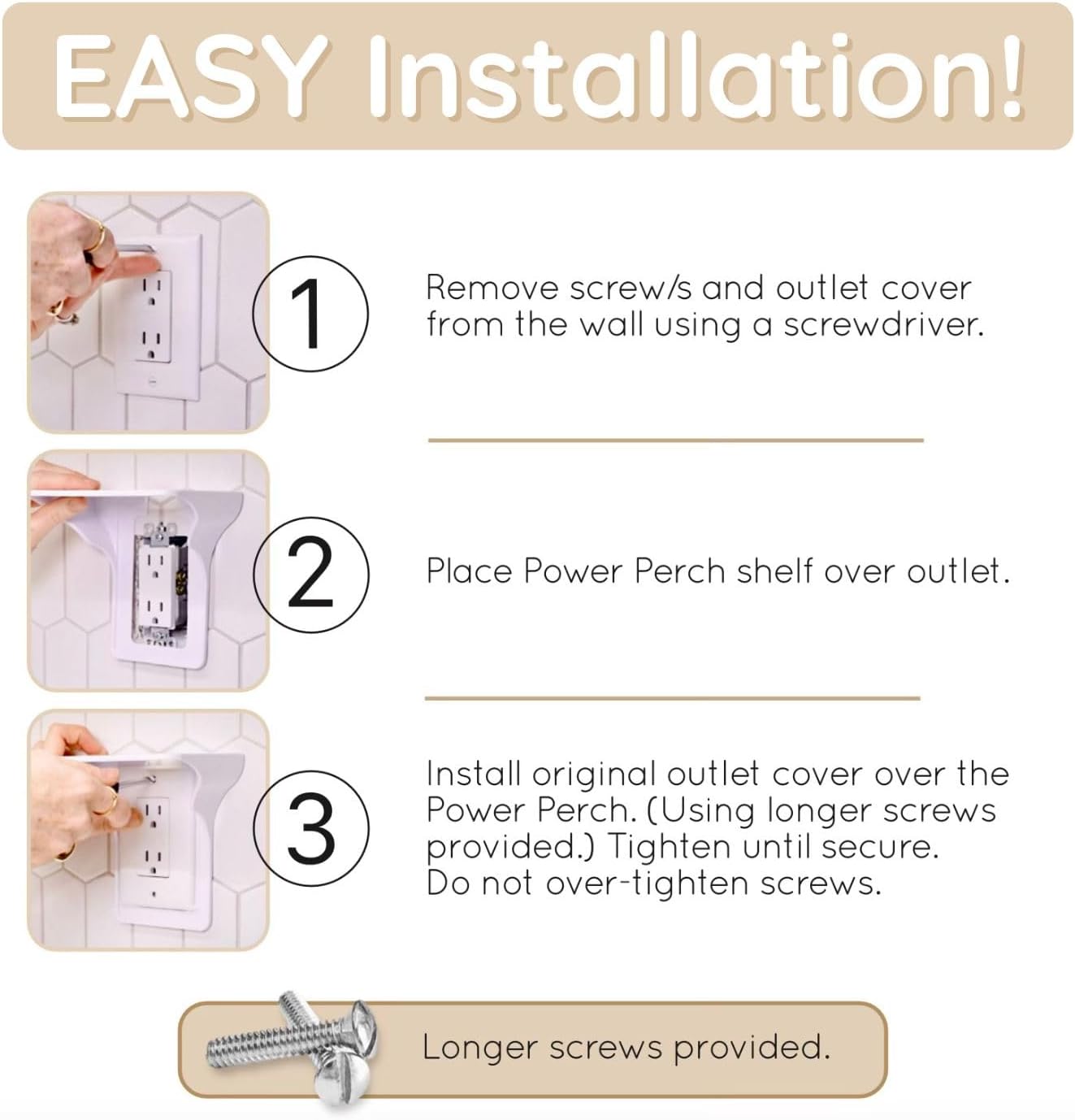 Storage Theory Power Perch Double Wall Outlet Shelf - Declutter & Reclaim Bathroom Counter Space - Alexa Stand, Apple Homepod Shelf, Toothbrush Holders Wall Mounted - Black, 1-Pack