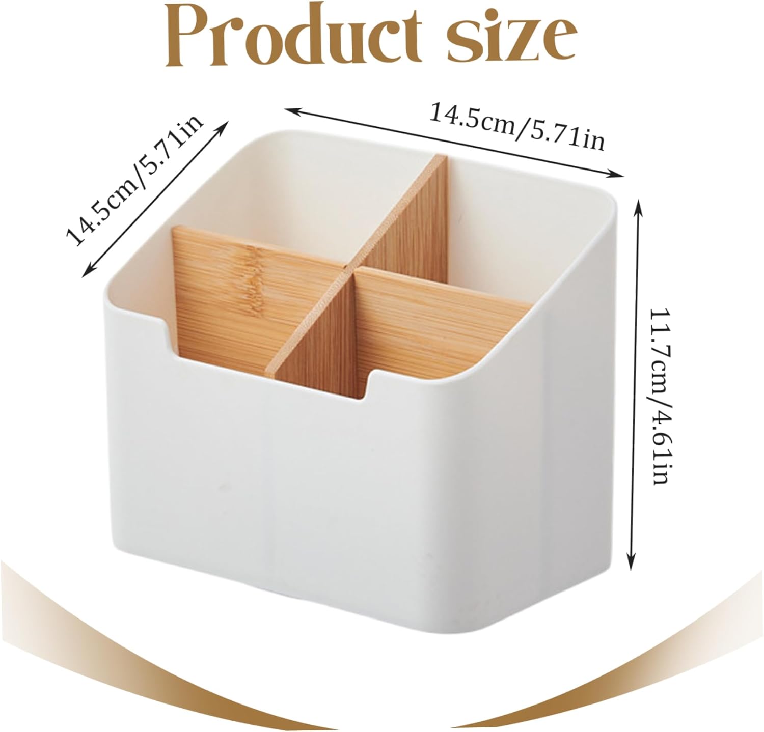 Remote Control Holder, Wood and Plastic Remote Control Holder with 4 Compartments, Multifunctional Desk Storage Organizer Box