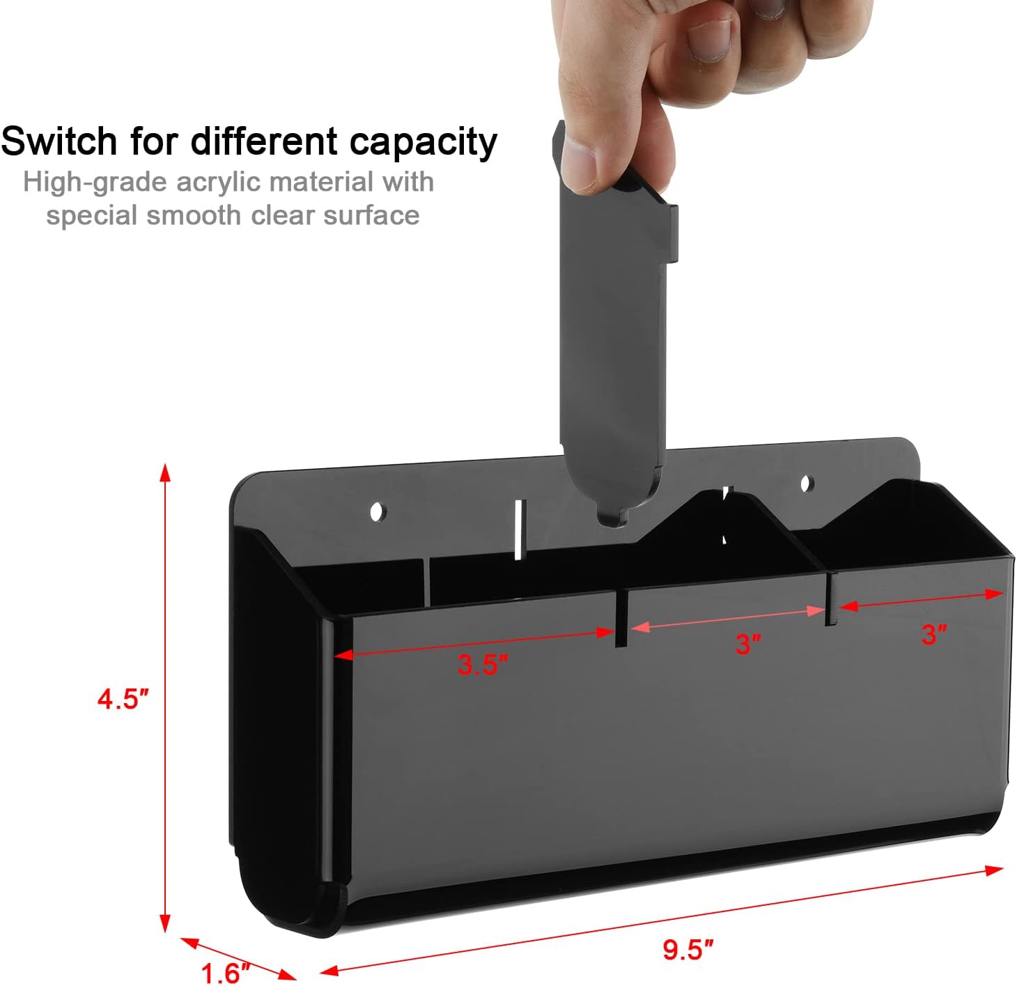 Cosmos Remote Control Stand Wall Mount Phone Holder with Removeable Block Wall Shelf Cell Phone Charging Brackets Holder Multipurpose Storage Organizer (Solid Black)