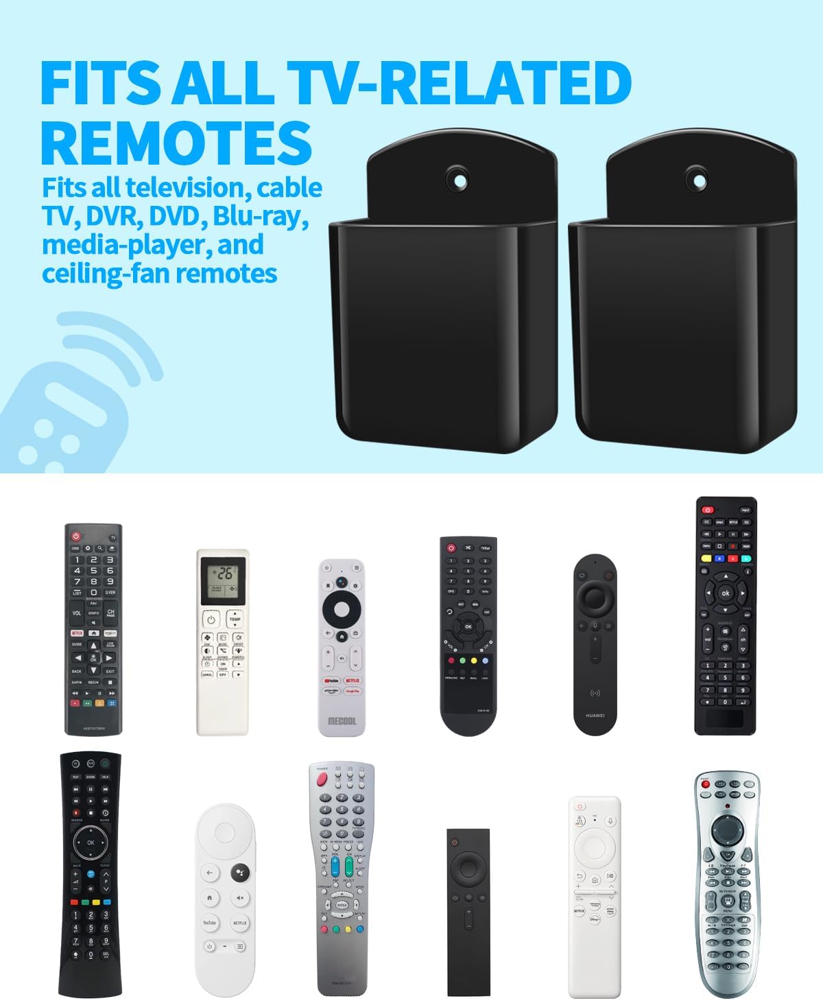 4 PCS Remote Control Holders Wall Mount, Self Adhesive TV Air Conditioner Remote Control Holder, Wall Mount Storage Holder Organizer Wall Pen Holder for Home Office School (Black White Gray Clear)