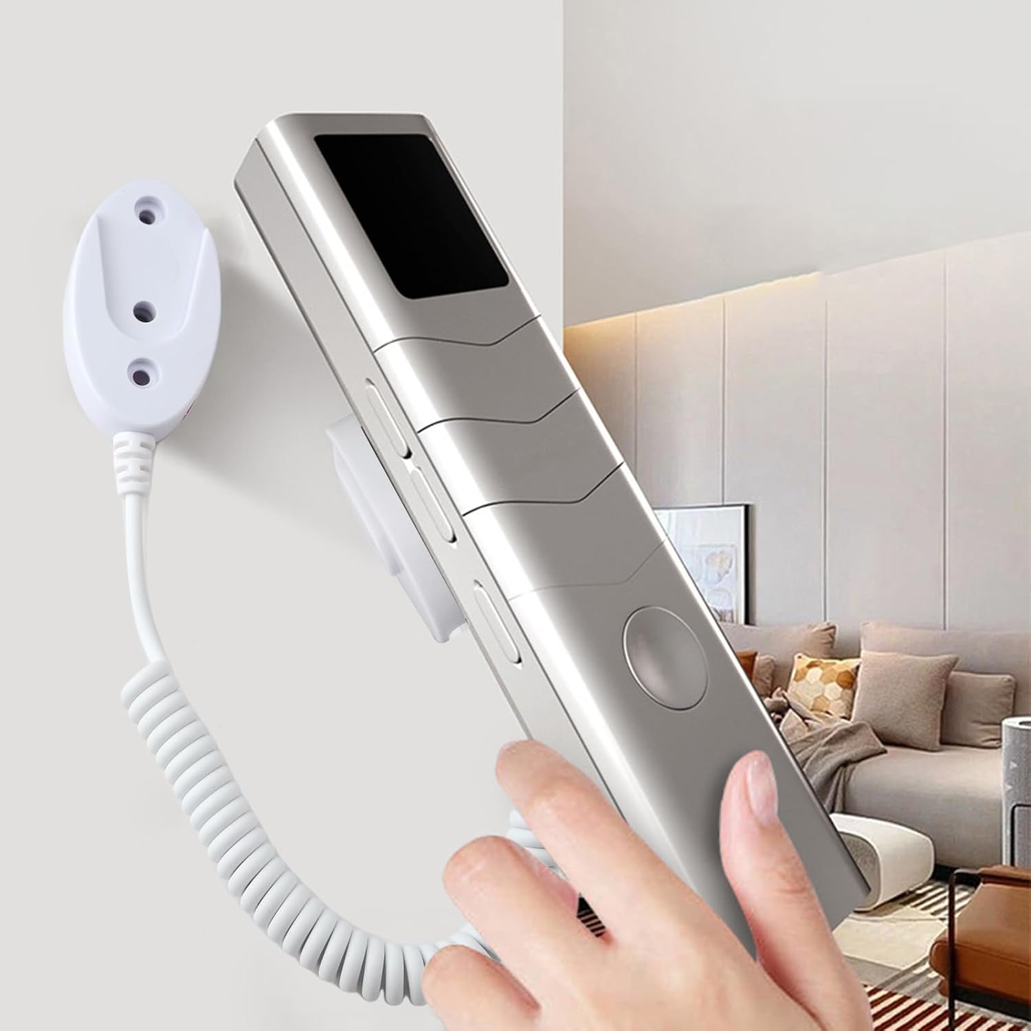 Magnetic Remote Leash Control Holder with Security Cable, Retractable Tidy Anti-lost Rope Organizer Easy Installation Stable Suitable for Projector TV Fan and Air Conditioner Remotes (2Pcs White, S)