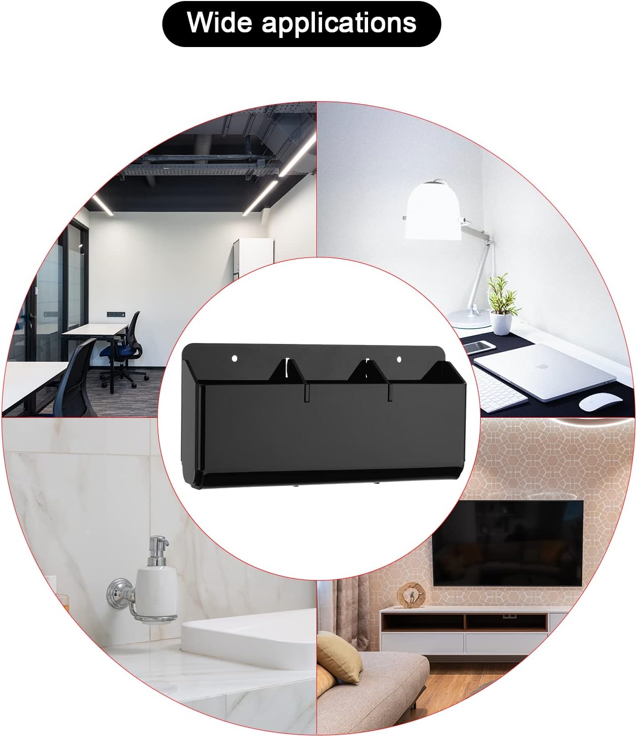 Cosmos Remote Control Stand Wall Mount Phone Holder with Removeable Block Wall Shelf Cell Phone Charging Brackets Holder Multipurpose Storage Organizer (Solid Black)