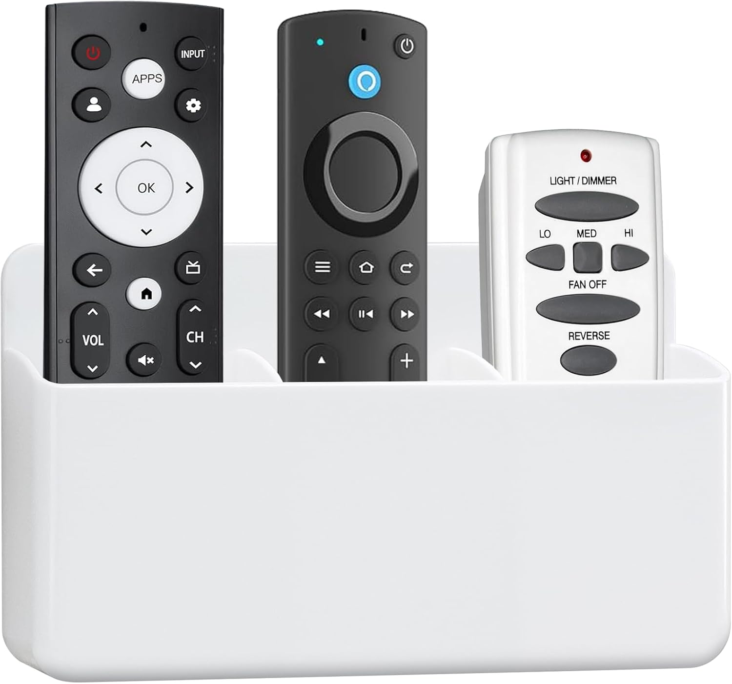 3 Slot Adjustable Remote Control Holder Wall Mount, TV Remote Holder, Self Adhesive Controller Holder, Wall Pen Holder Storage Accessories for Home Office School (White 1Pack)