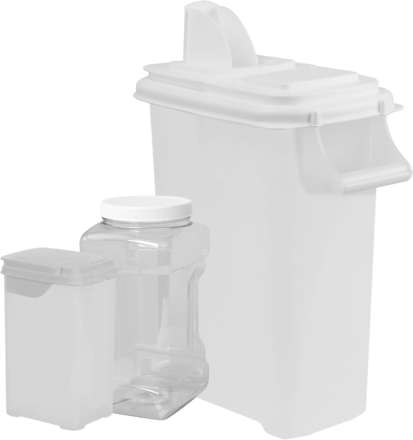 Buddeez Pet Food Storage Solution (Set of 3) - 32QT, 4QT & 2QT BPA-Free Containers with Scoop & Pour Spout for Dry Food, Treats, Chews