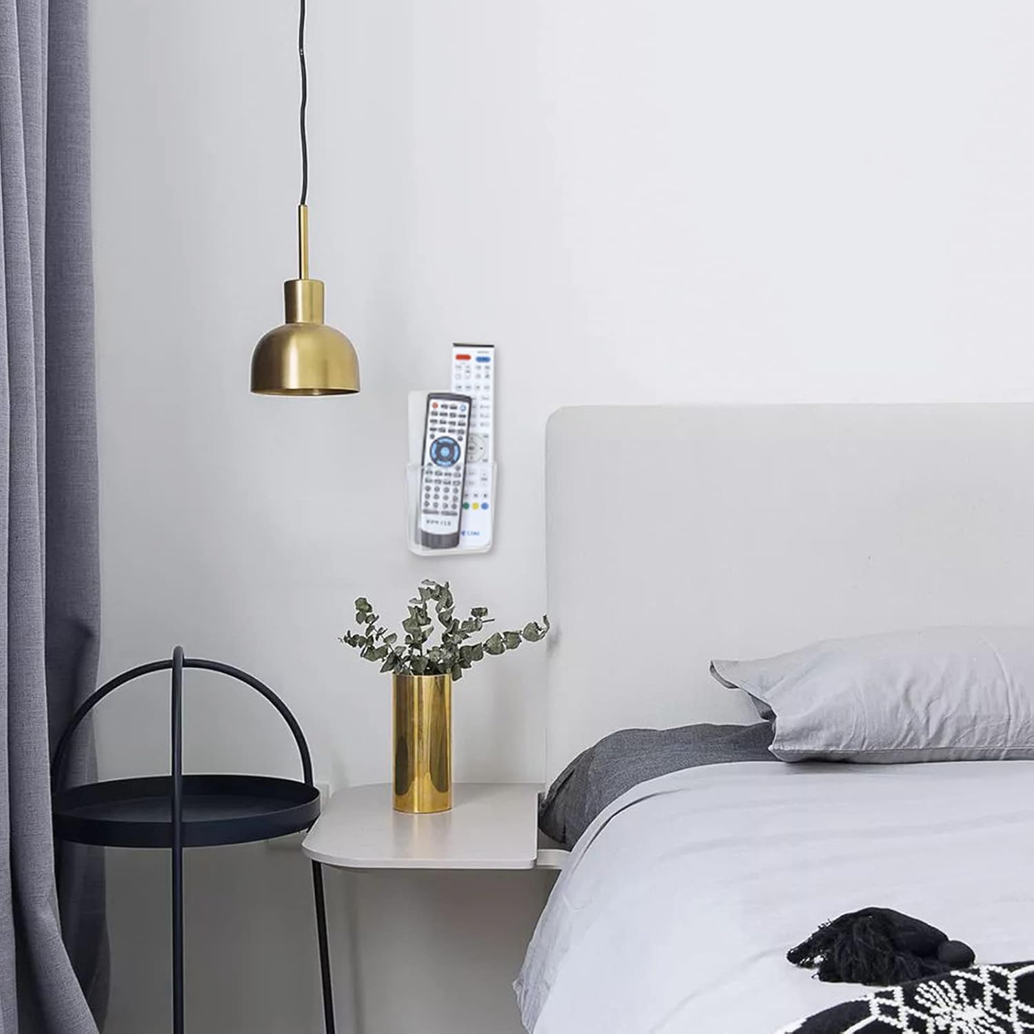 Remote Holder Wall Mount Damage-Free (2 Pack), Clear and Strong Self-adhesive Universal Media Organizer Storage Box for Mobile Phone,Remote Control,Keys,Pens etc