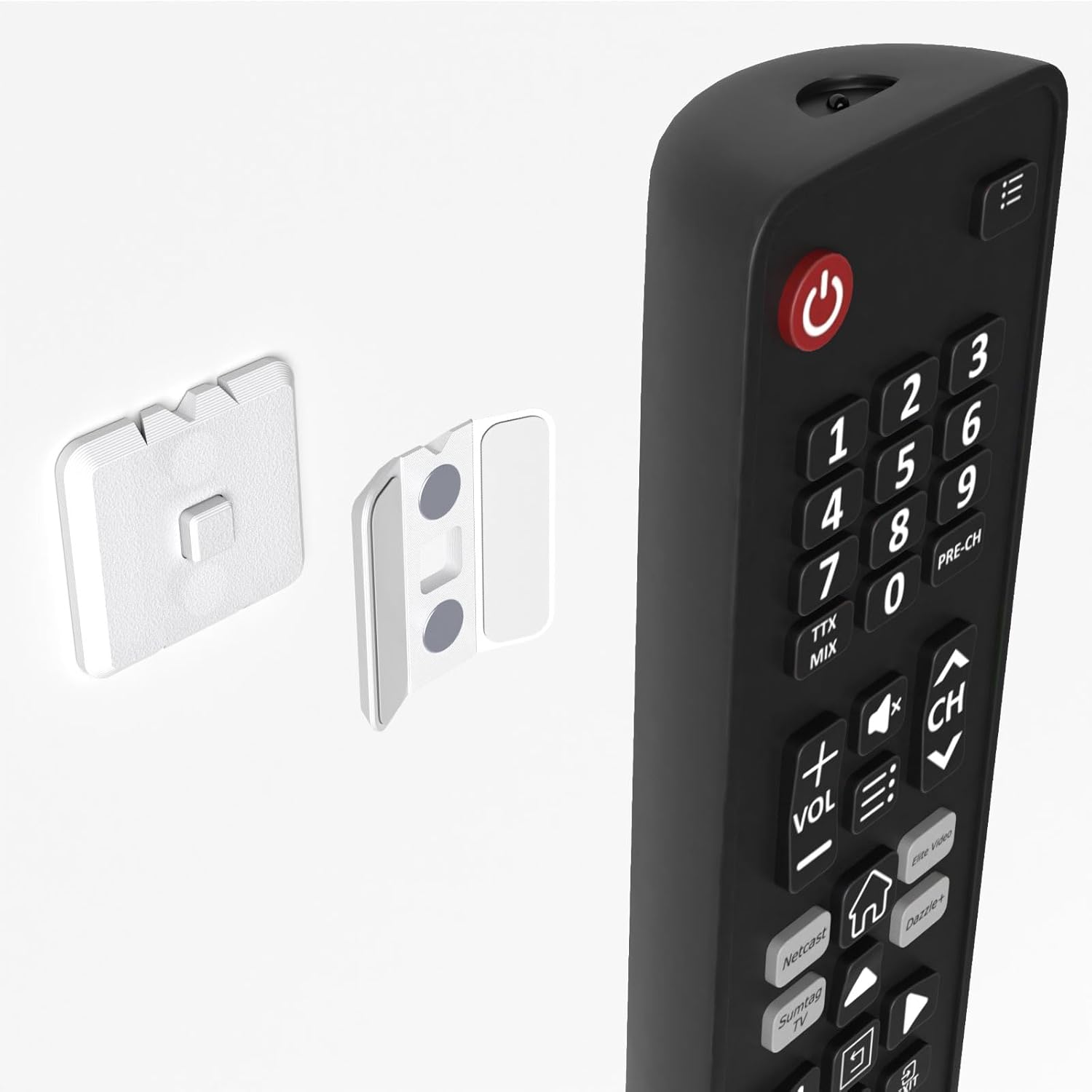 Magnetic Remote Control Holder – Wall-Mounted Organizer for TV, Air Conditioner & Electronic Remotes – Strong Magnetic Grip with Anti-Tilt & Drop Protection – Easy No-Drill Installation (White)