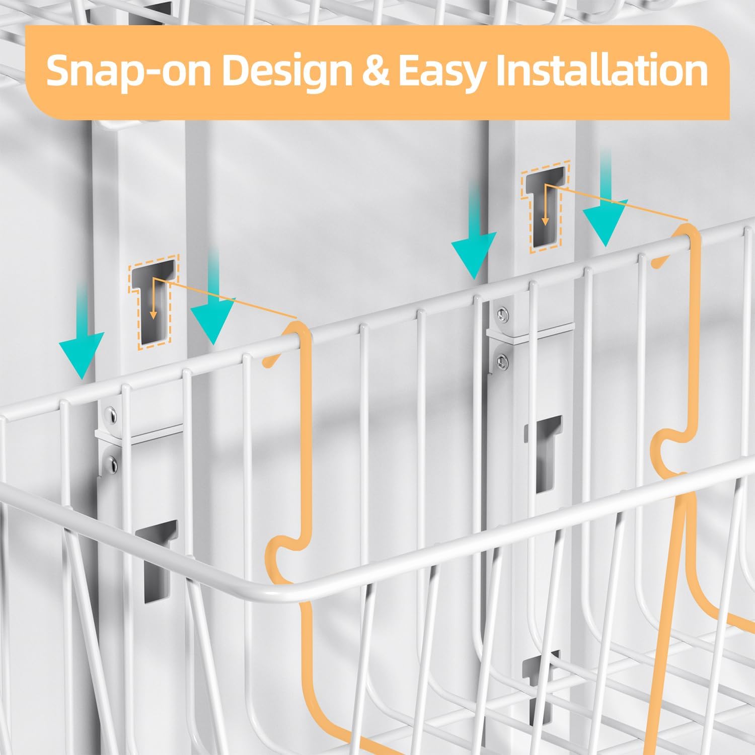 6 Tier Over the Door Pantry Organizer, Foldable Metal Over the Door Hanging Spice Rack with 6 Baskets, Adjustable Hanging Storage Rack for Kitchen, Bedroom, Laundry Room, Bathroom Essentials, White