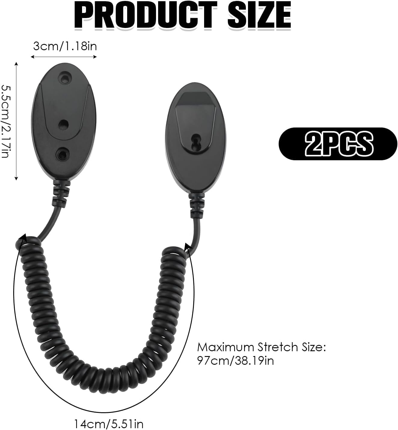 Magnetic Remote Leash Control Holder with Security Cable, Retractable Tidy Anti-lost Rope Organizer Easy Installation Stable Suitable for Projector TV Fan and Air Conditioner Remotes (2Pcs Black, S)