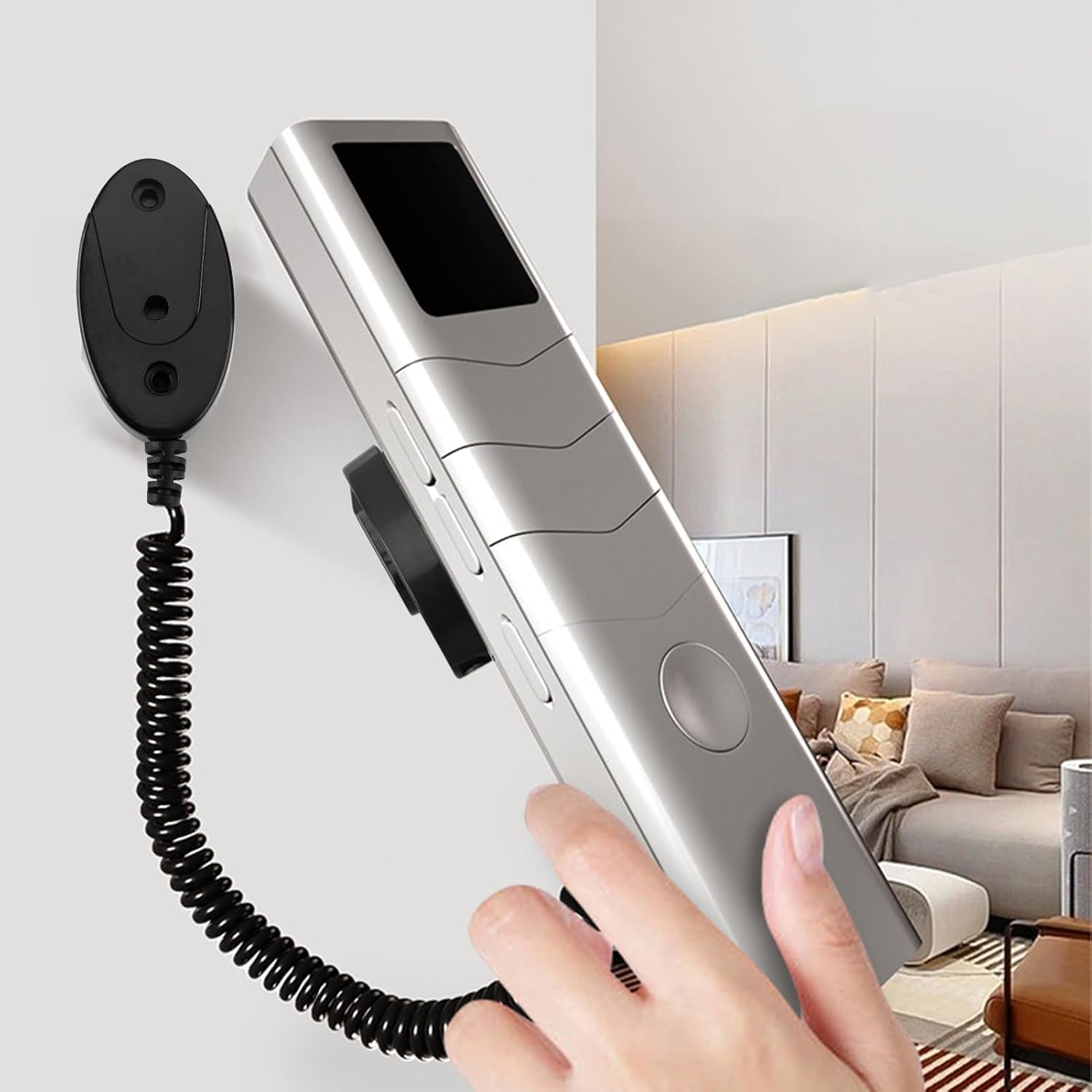 Magnetic Remote Leash Control Holder with Security Cable, Retractable Tidy Anti-lost Rope Organizer Easy Installation Stable Suitable for Projector TV Fan and Air Conditioner Remotes (2Pcs Black, S)