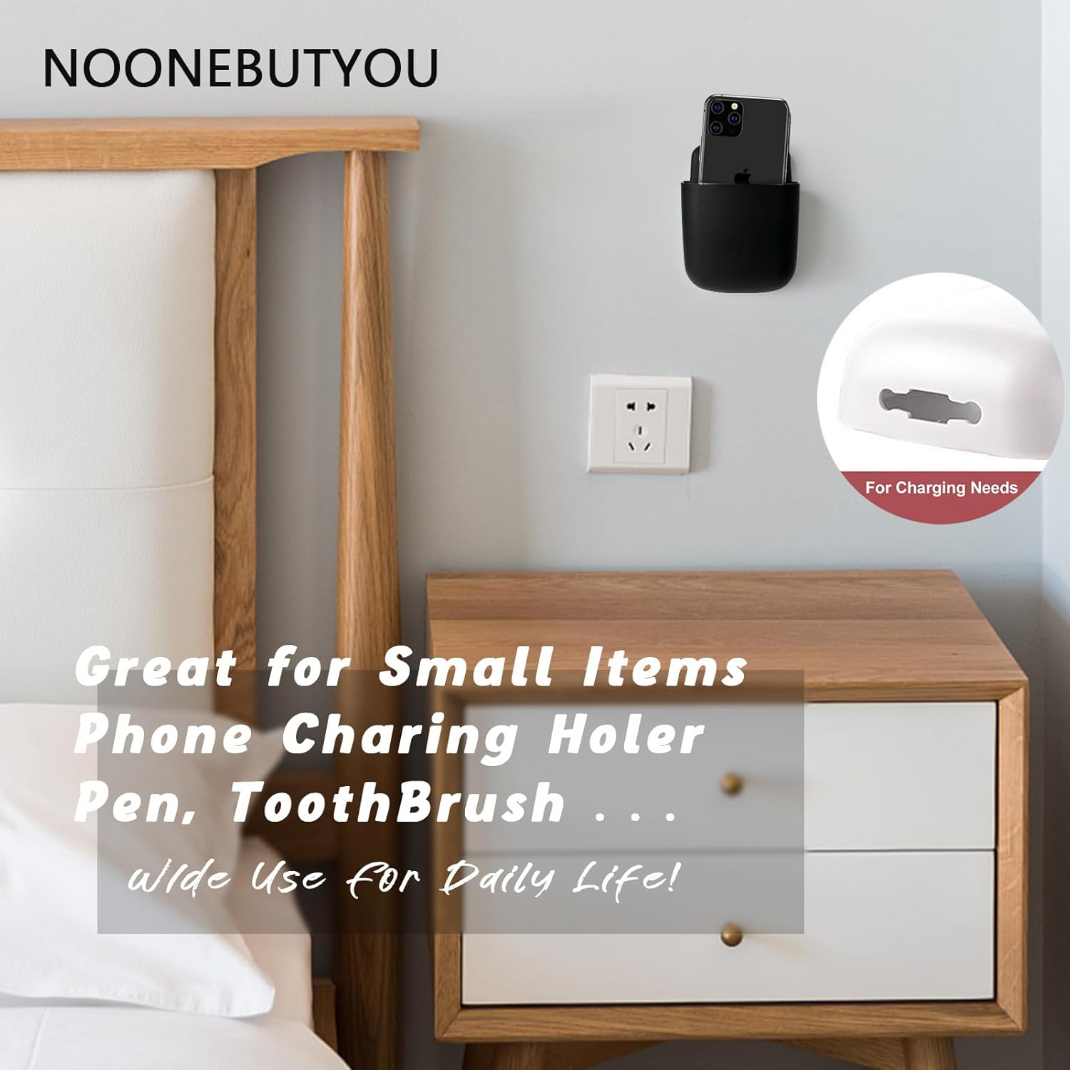 3 Pcs Remote Control Holder Wall Mount Self Adhesive Remote Case Hole-Free Storage Organizer Wall Pencil Holder Phone Charging for Home Office School(Black)