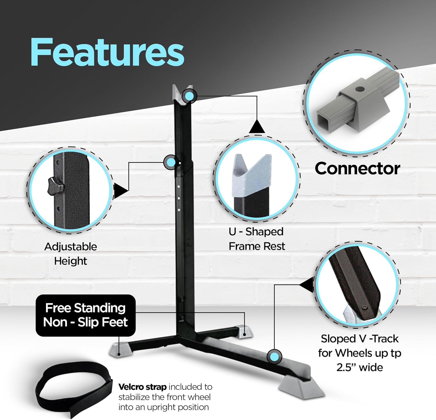 Bike Nook Bike Stand & Vertical Storage Rack with Connector (2 Pack), The Original Vertical Bicycle Floor Stand for Garage, Indoor and Outdoor Storage, Perfect Bike Accessories for Small Spaces