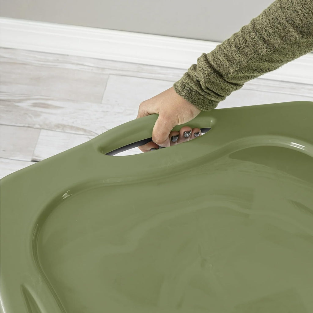 (2 Pack) 30 Gallon Plastic Storage Bin – Full-Grip Handles, Easy-Carry Stackable Heavy Duty Organizer for Home, Garage, Closet & Dorm (Gray & Green)