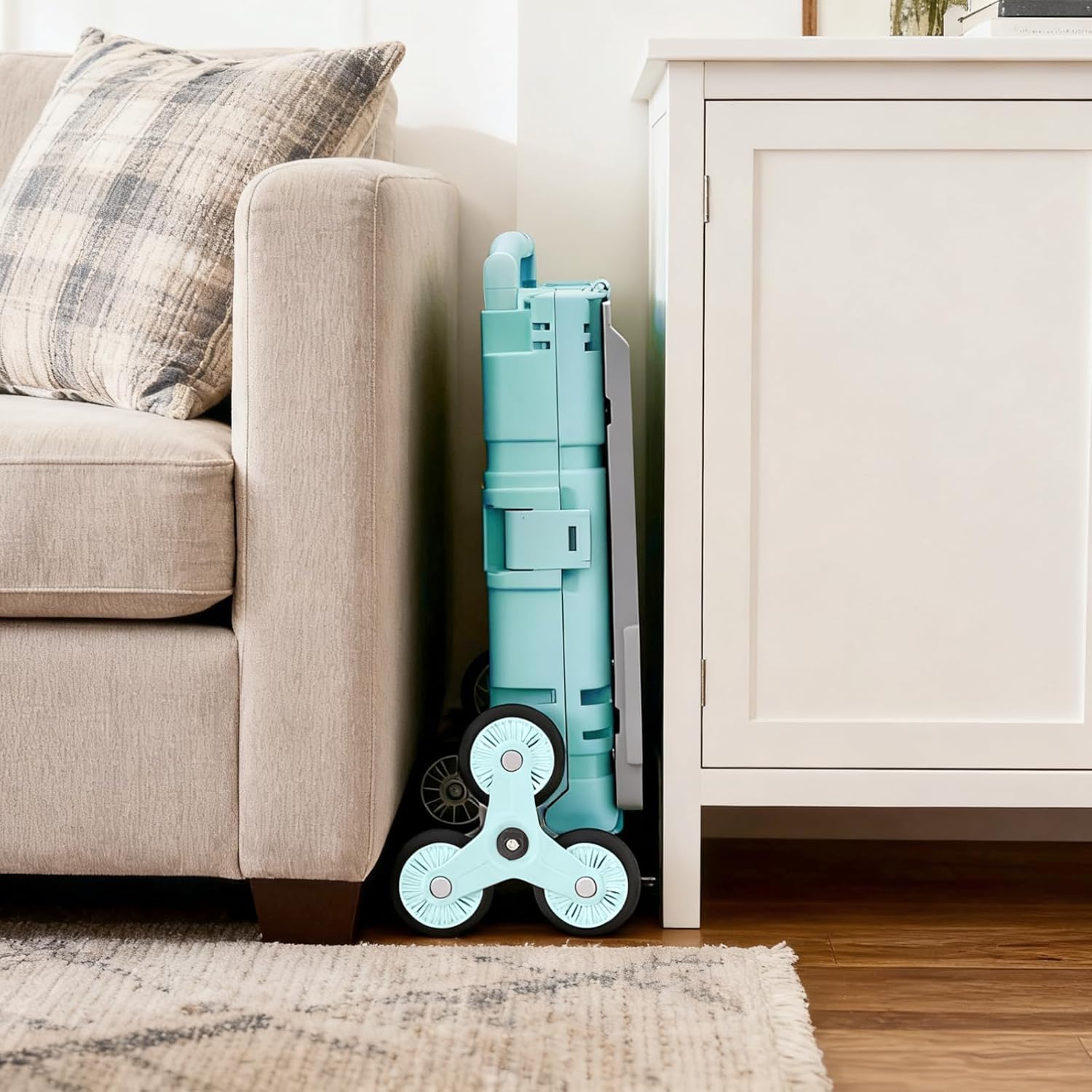 Utility Cart Foldable Shopping Cart Book Storage Cart, with Stair Climbing Wheels and Telescopic Handle, Ideal for Outdoor Home Use and Teacher/Student Book Storage. (Green, Small)