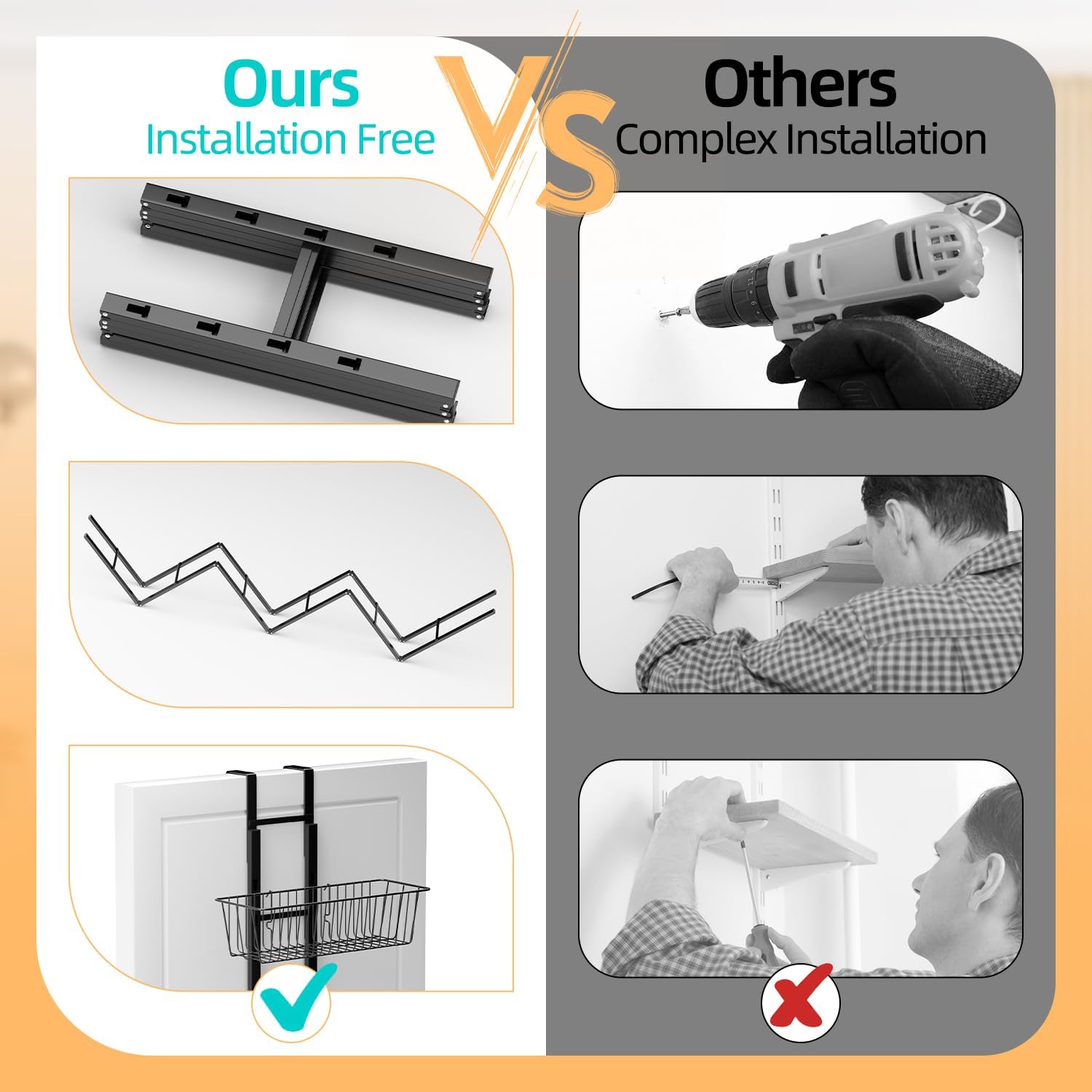 10-Tier Over The Door Organizer with Baskets - Heavy Duty Spice Rack Metal Hanging Shelf for Pantry & Kitchen | Adjustable Spice Rack, Space-Saving Hanging Storage for Bathroom, Laundry, Black