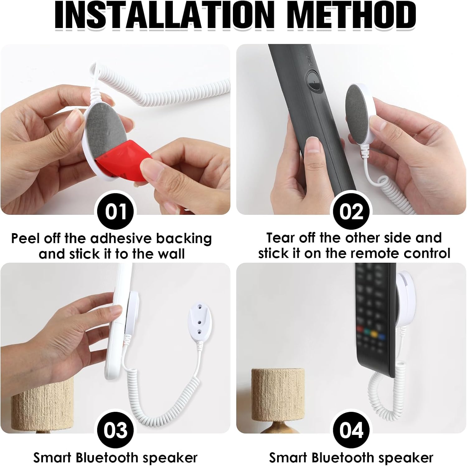 Magnetic Remote Leash Control Holder with Security Cable, Retractable Tidy Anti-lost Rope Organizer Easy Installation Stable Suitable for Projector TV Fan and Air Conditioner Remotes (2Pcs White, S)