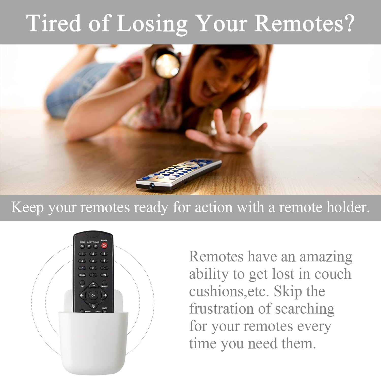 3 Pcs Remote Control Holder Wall Mount Self Adhesive Remote Case Hole-Free Storage Organizer Wall Pencil Holder Phone Charging for Home Office School(White)