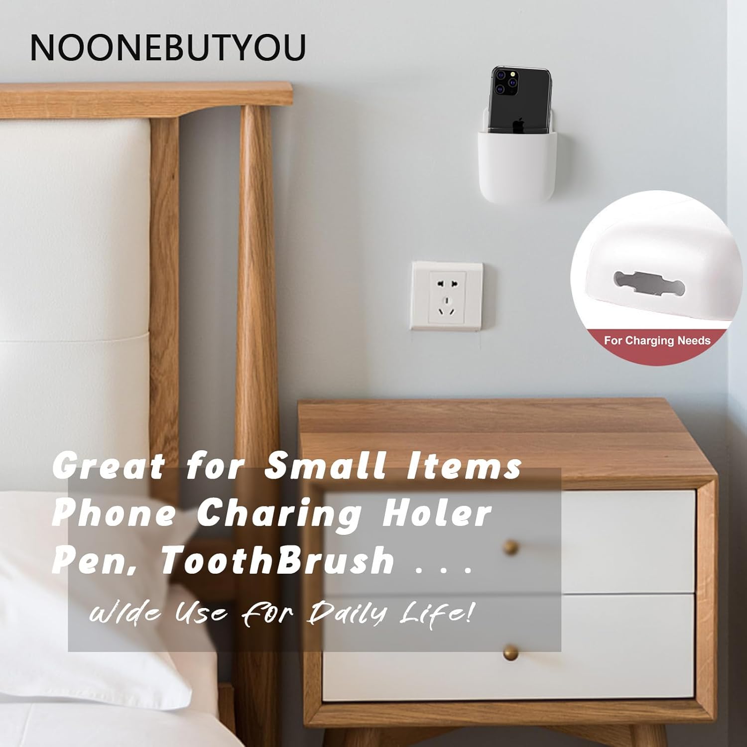 3 Pcs Remote Control Holder Wall Mount Self Adhesive Remote Case Hole-Free Storage Organizer Wall Pencil Holder Phone Charging for Home Office School(White)