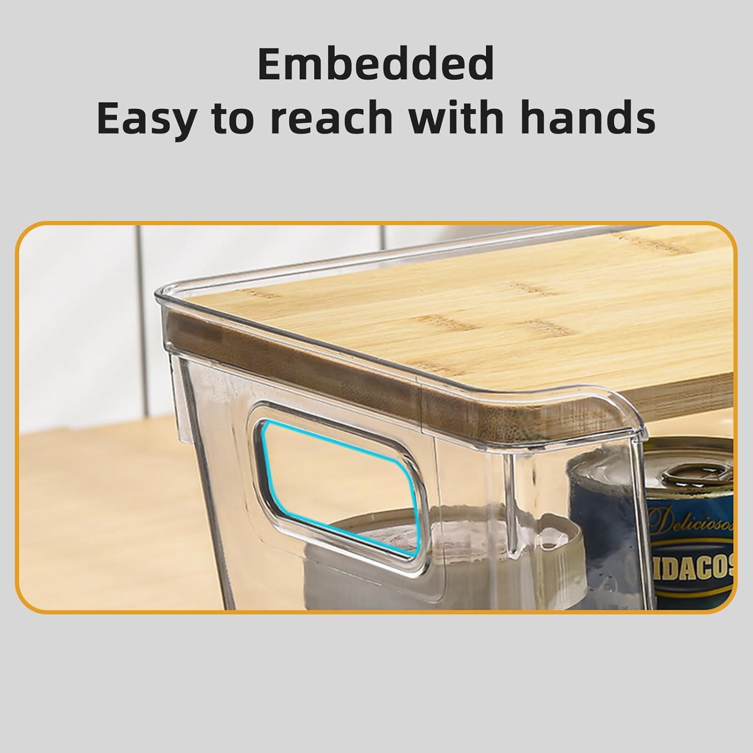 Pantry Organizers and Storage, Stackable Plastic Pantry Organizer with Lid & Handle for Kitchen Counter, Fridge for Fruit, Potato, Onion, Vegetable, 3 Set (Clear- 3 Large Bin & 2 Container)