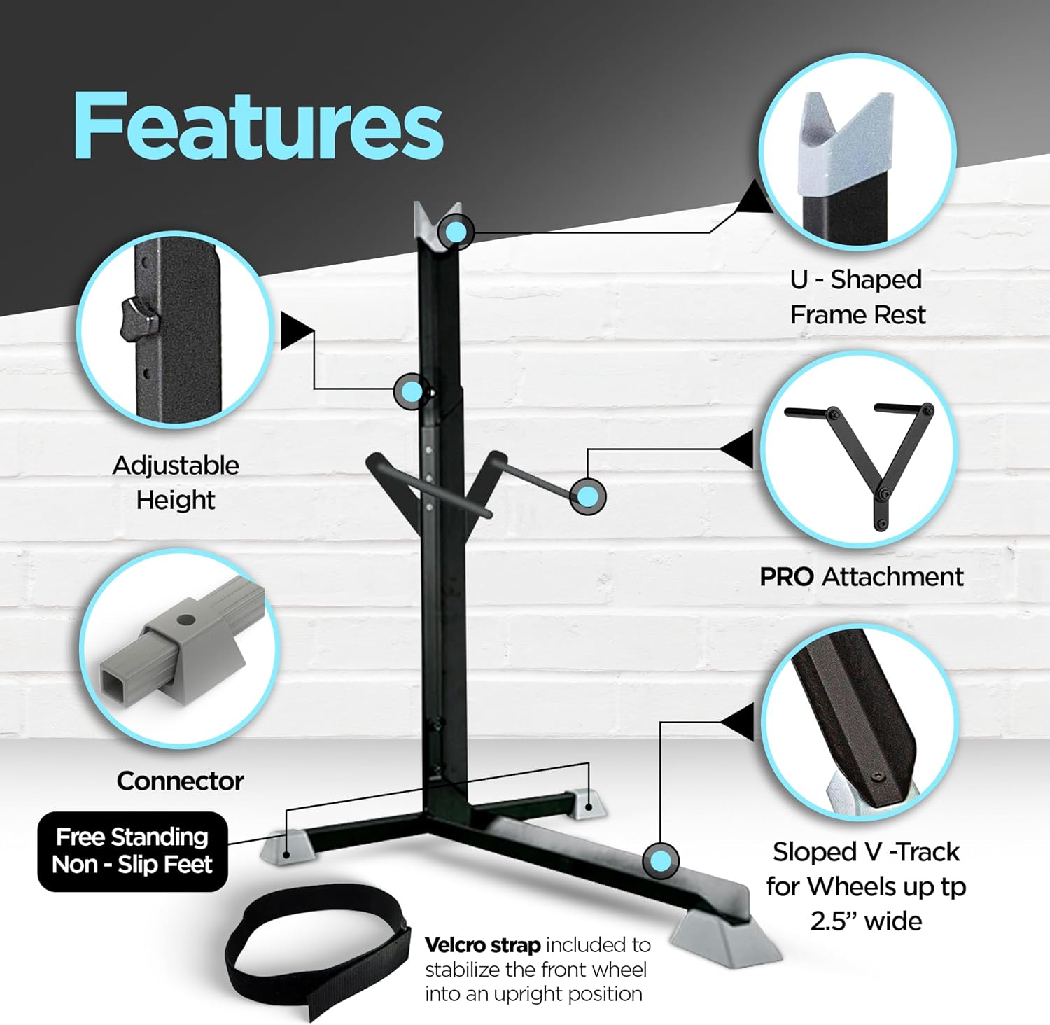 Bike Nook Pro Stand & Vertical Storage Rack - 4 Pack with connectors - The Original Vertical Bicycle Floor Stand for Garage Storage and Indoor and Outdoor use, No Drilling Required