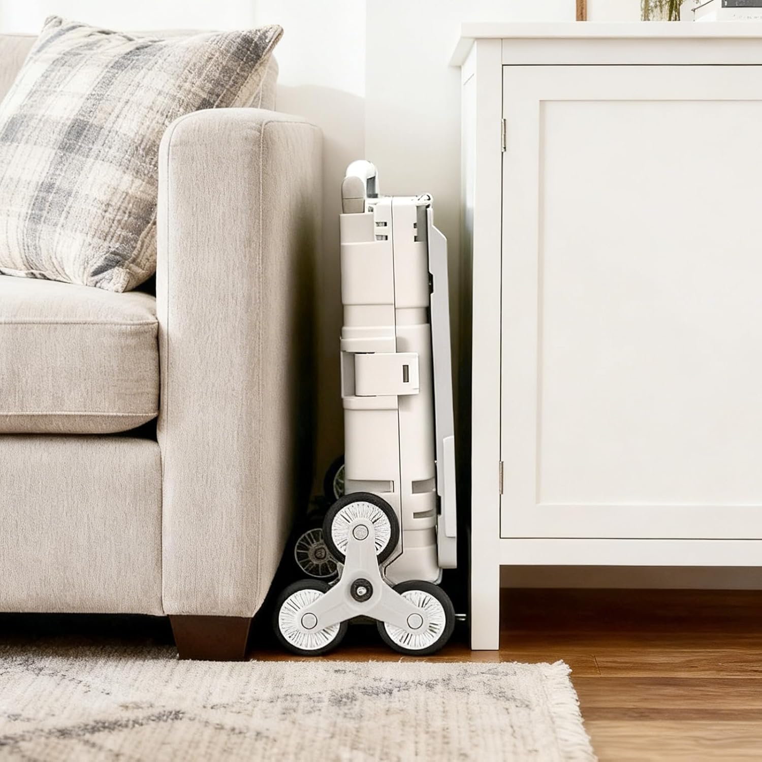 Utility Cart Foldable Shopping Cart Book Storage Cart, with Stair Climbing Wheels and Telescopic Handle, Ideal for Outdoor Home Use and Teacher/Student Book Storage.(Gray, Small)