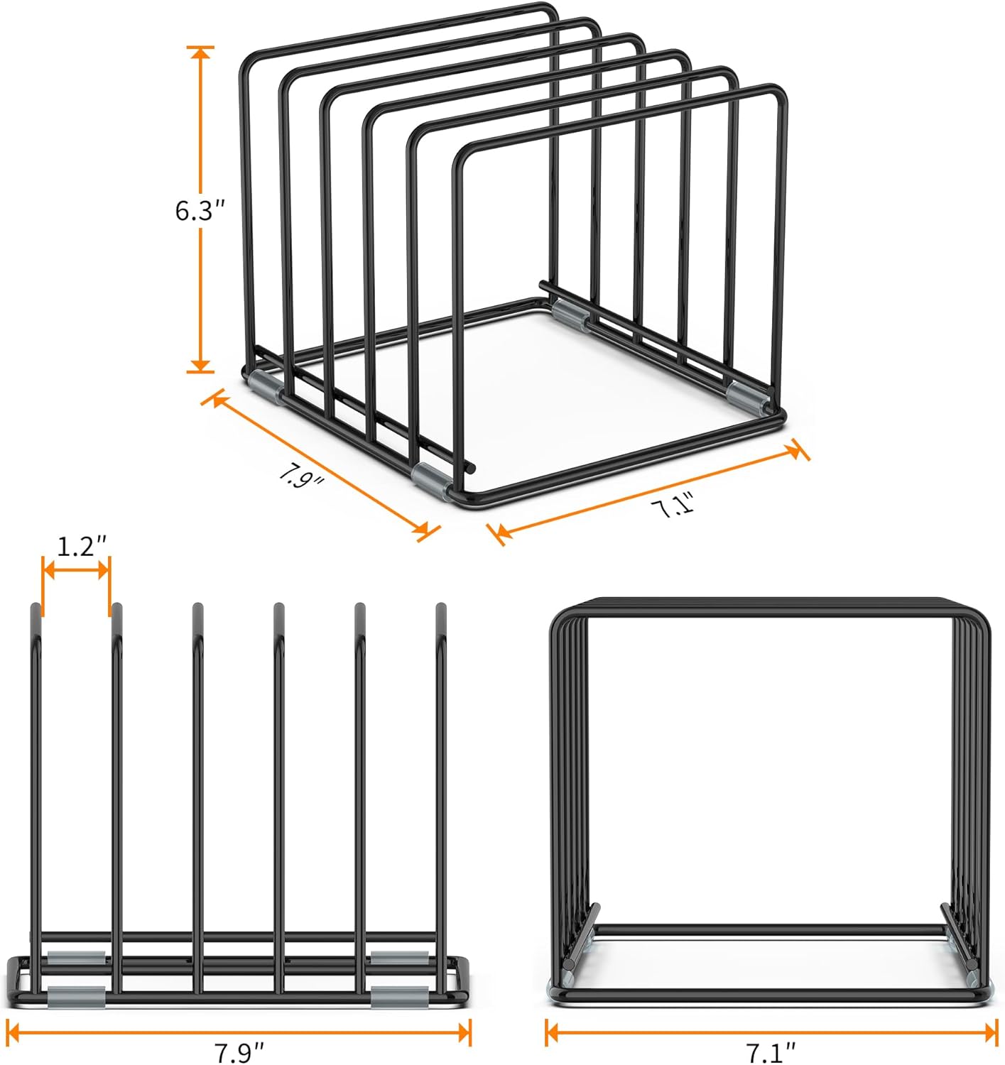 Cutting Board Organizer, [2-Pack] Kitchen Cabinet Organizer, Divided Rack with 5 Slots for Baking Trays, Cutting Boards - Cookie sheet Organizer Inside Cabinet, Baking Sheets Holder (Large)