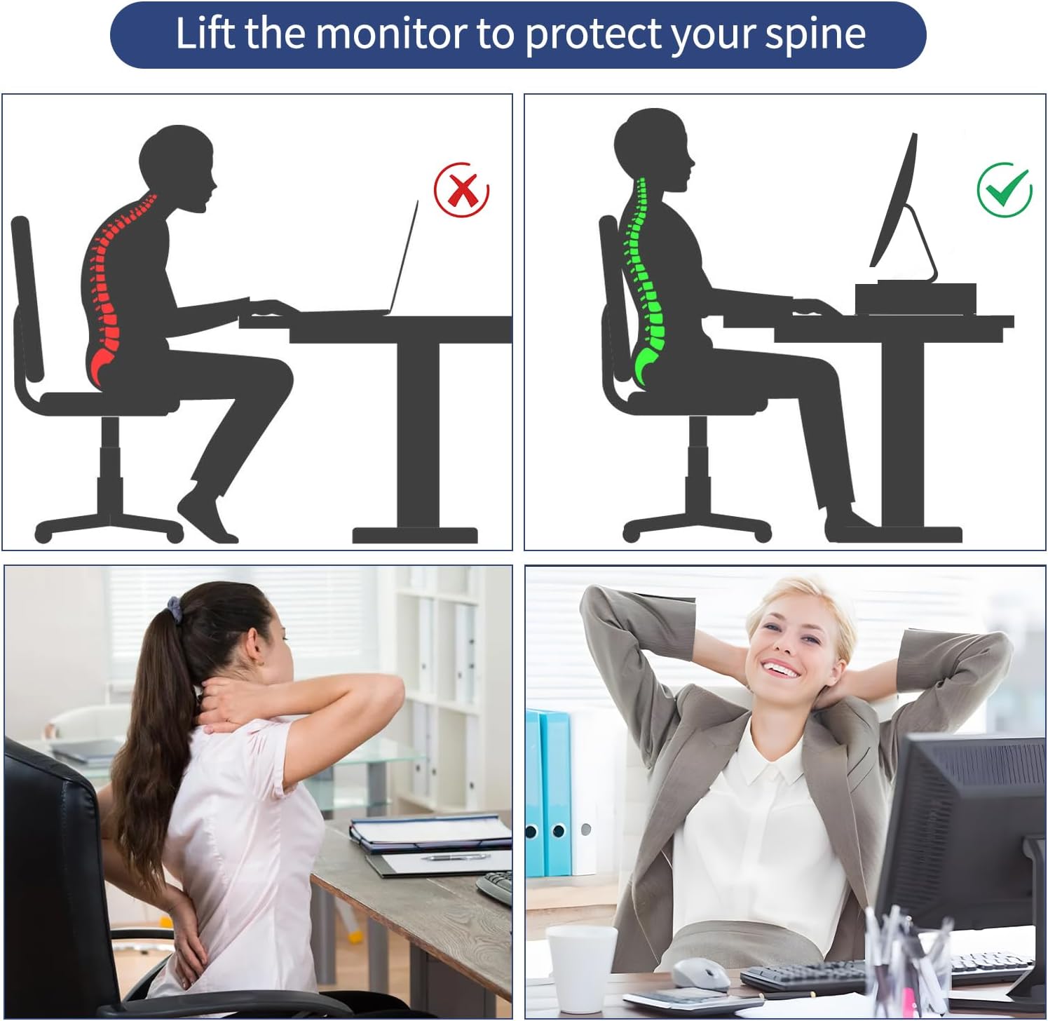 AUPSEN Computer Monitor Stands Riser，2-Tier Desk Organizers and Accessories, Office Desk Accessories Organizer with Drawers and 2 Pen Holder for Office Supplies (Purple)