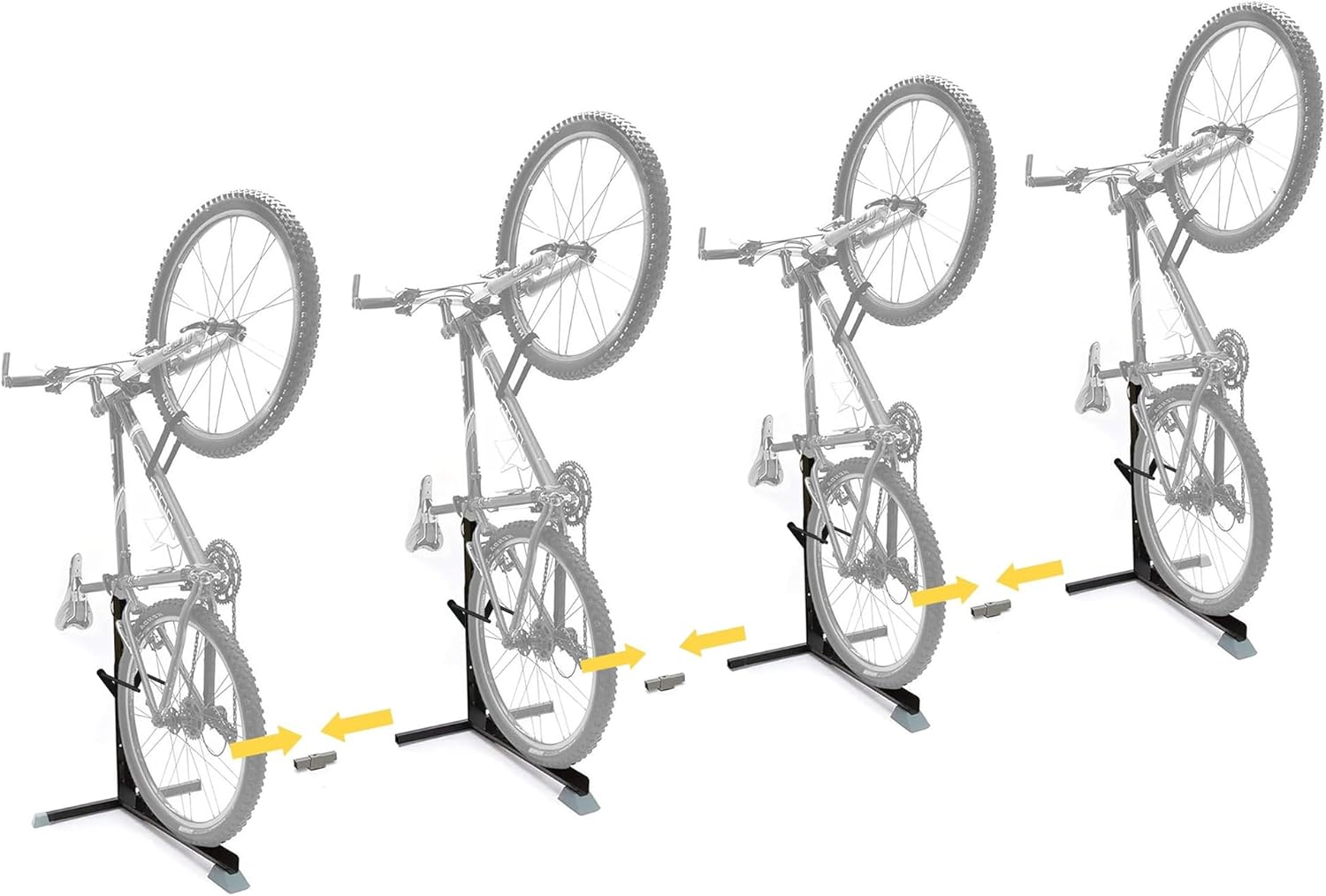 Bike Nook Pro Stand & Vertical Storage Rack - 4 Pack with connectors - The Original Vertical Bicycle Floor Stand for Garage Storage and Indoor and Outdoor use, No Drilling Required