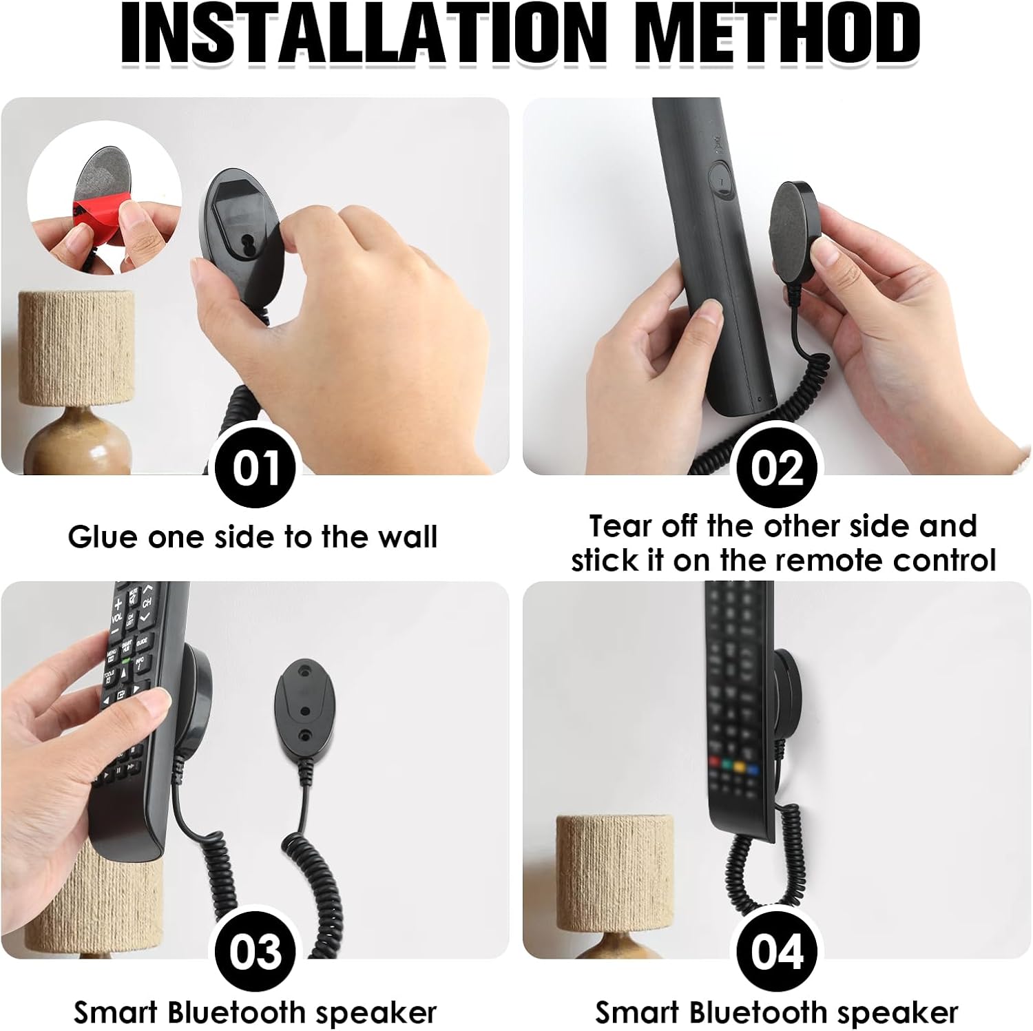 Magnetic Remote Leash Control Holder with Security Cable, Retractable Tidy Anti-lost Rope Organizer Easy Installation Stable Suitable for Projector TV Fan and Air Conditioner Remotes (2Pcs Black, L)