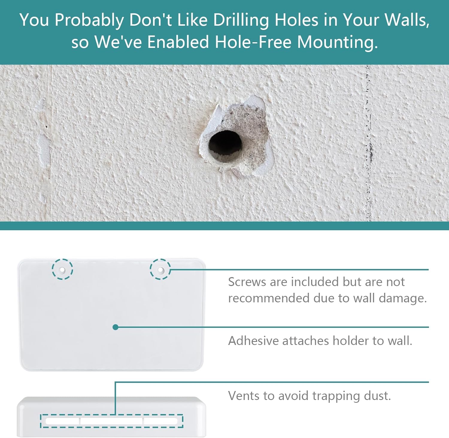 3 Slot Adjustable Remote Holder Wall Mount, Adhesive TV Remote Controller Holder, Wall Pen Holder Storage Accessories for Home Office School (2 Packs & White)