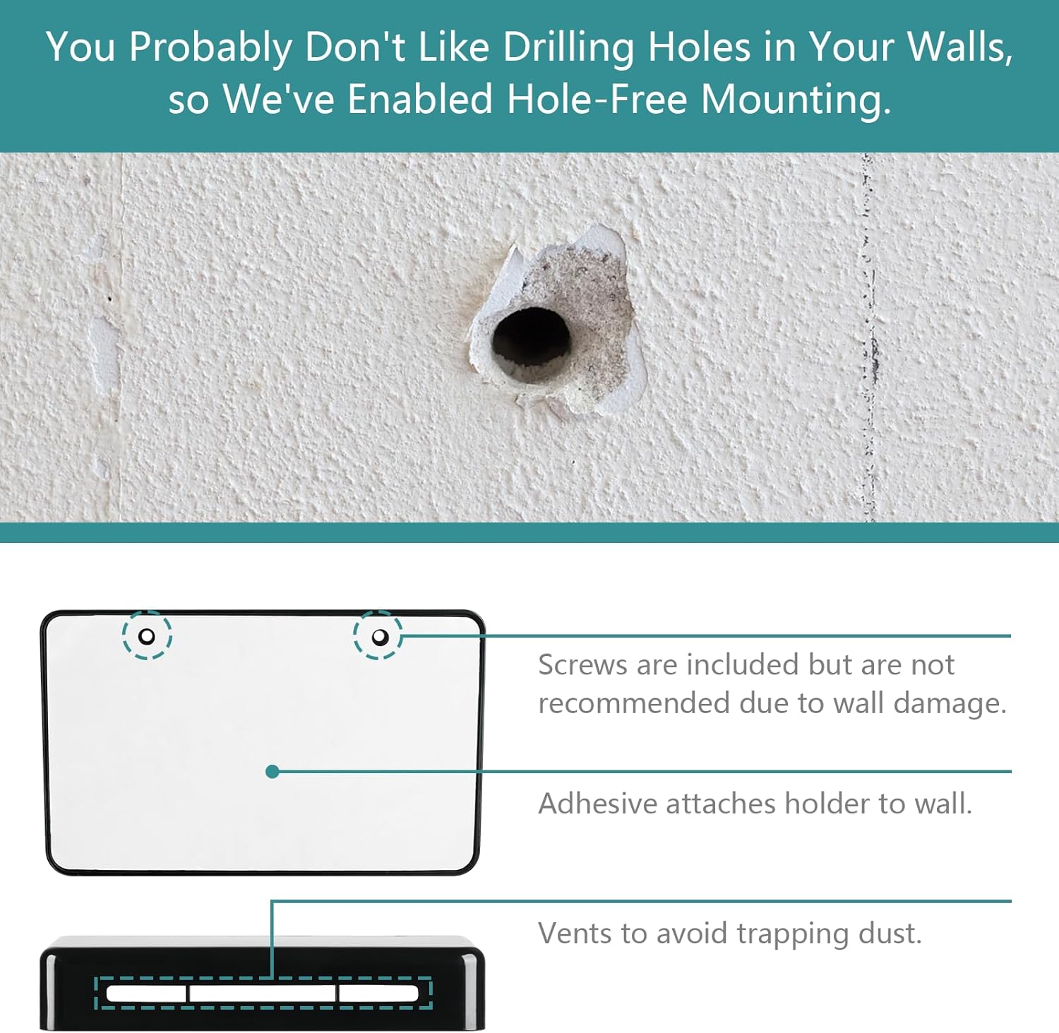 3 Slot Remote Control Holder, TV Remote and Wall Pen Storage Accessories for Home Office School (Black 1Pack)