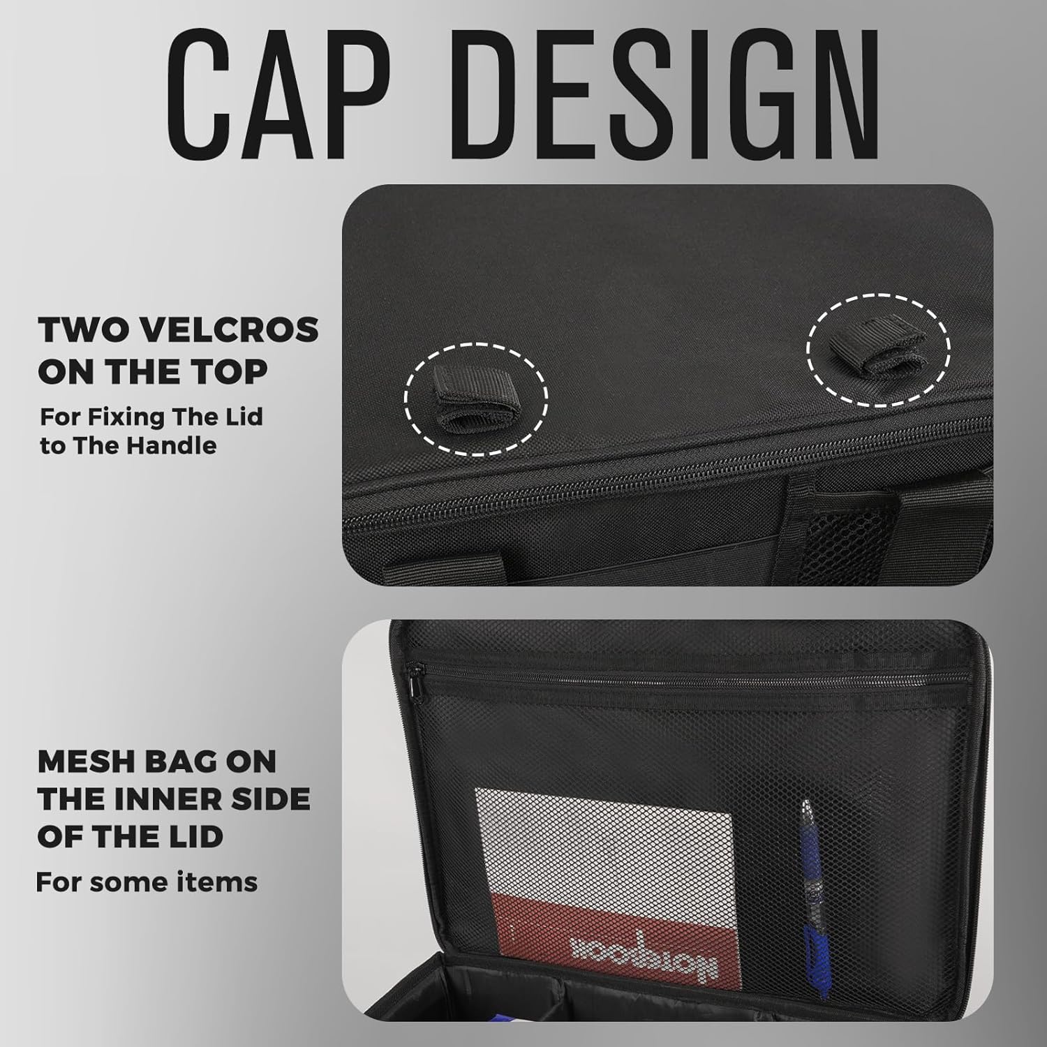 Rolling Cleaning Caddy Bag with Detachable Trolley, Large Cleaning Supplies Organizer with Wheels, Multi Pocket Cleaning Cart with Adjustable Shoulder Strap for Housekeepers & Home Use, Black