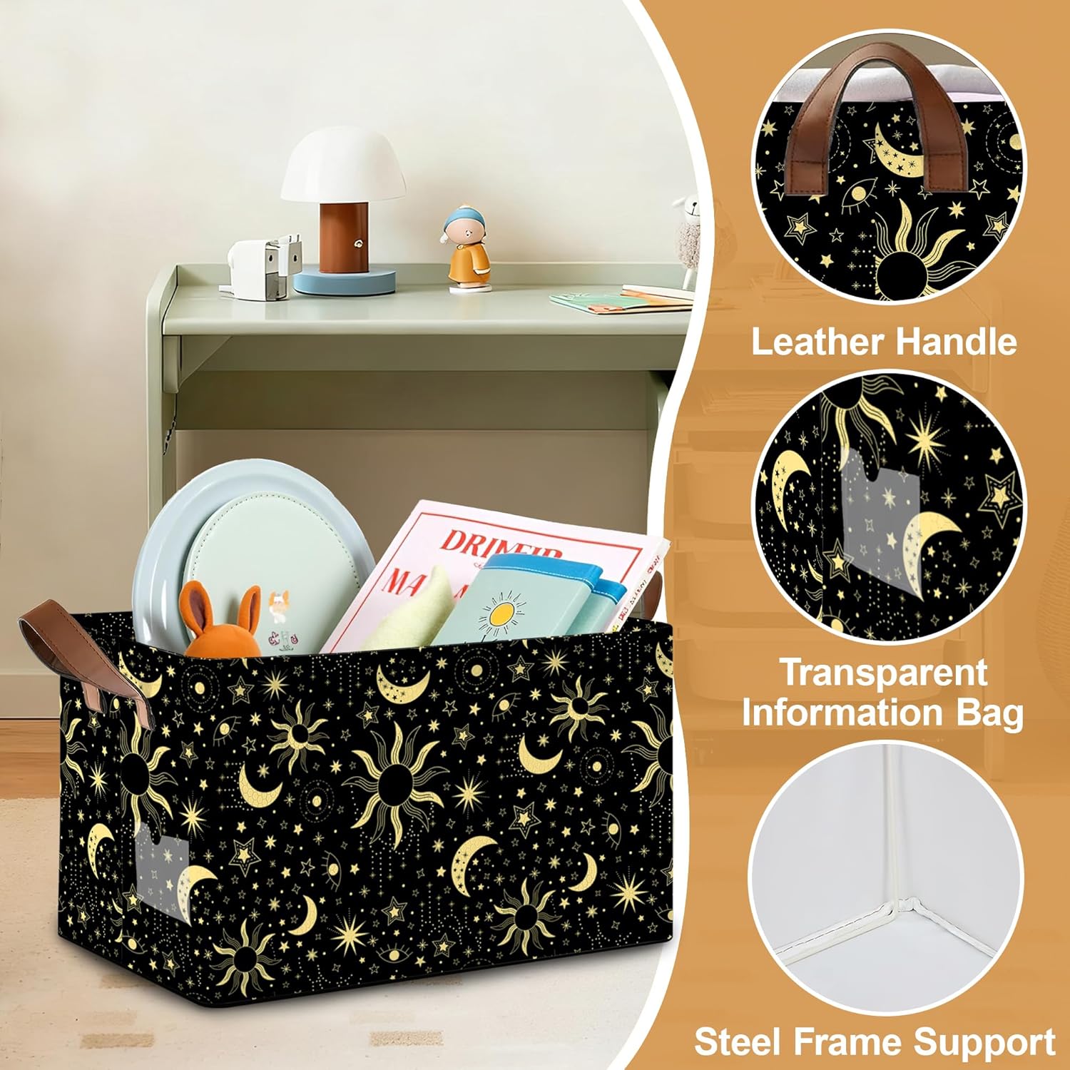 Decorative 32L Starry Night Sky Storage Bins with Handles, Organization and Storage, Cube Storage Organizer for Hamper, Nursery