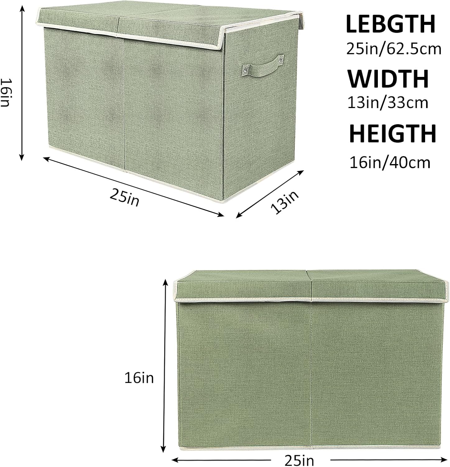 popoly Large Toy Box Chest with Lid, Collapsible Sturdy Toy Bin Storage Organizer Boxes Baskets for Kids, Boys, Girls, Nursery, Playroom, 25"x13" x16"