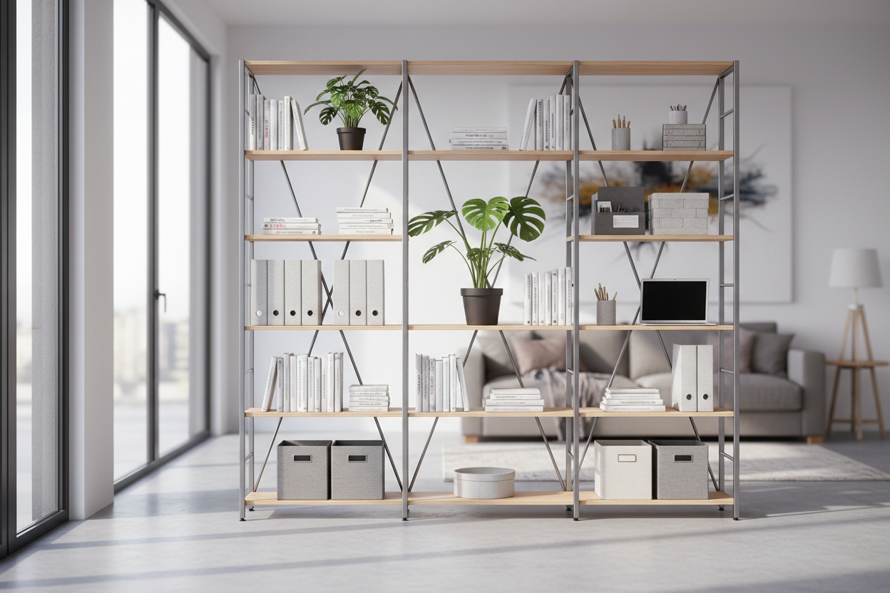 Shelving Units & Racks
Strong, stylish, and adaptable to any room. Our shelves help you store more without sacrificing space or style, whether it’s in your garage, living room, or home office. (make it real photo